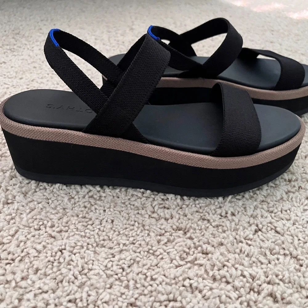 ROTHYS The Lightweight Wedge Platform Sandal Black Women's Size 9 W9